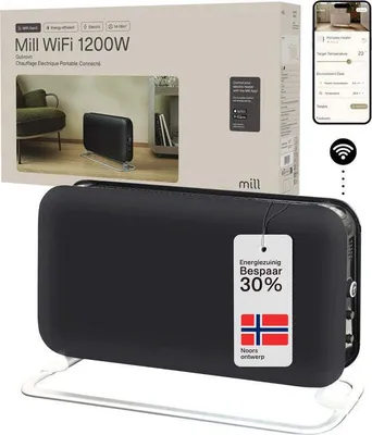 Obrázek produktu pro Mill CO1200WIFI3Black - Designový konvektor s WiFi - 1200 Watt - 18m2 - 100% tichý provoz