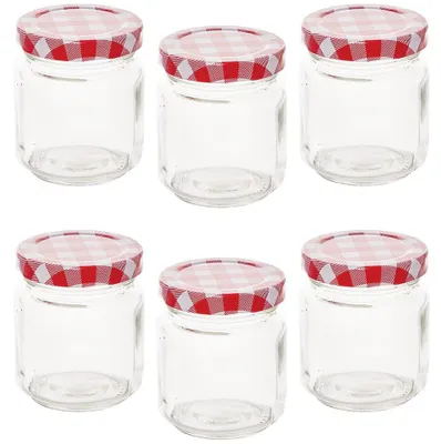 Gläserne Vorratspotten, 6er-Set, 7,5 cm, für Basteln & Deko