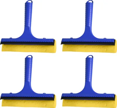 Produktbild von Novaliv 4x Scheibenabzieher Auto 20 cm Blau Kunststoff mit Abziehlippe und Gummischwamm Auto Abzieher Autoscheibe Scheibenputzer Wischschwamm