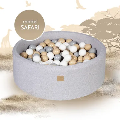 Produktbild von Trockenbadewanne mit 250 Bällen (Weiß, Grau, Beige) MeowBaby, Safari, 90 x 30 cm, Hellgrau