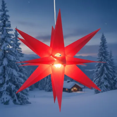 3D Faltstern 18 Zacken Ø 55 cm rot inkl. LED-Lampe & Kabel