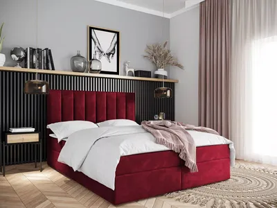 Obrázek produktu pro Kontinentální postel 120x200 MAHERA s úložným prostorem - červená