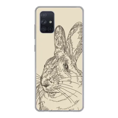 Produktbild von MuchoWow® Handyhülle Schutzhülle Hülle für Samsung Galaxy A51 Vintage-Illustration eines Kaninchens Silikon Softcase Handy Hülle - Schutzabdeckung