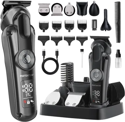 Produktbild von Haarschneidemaschine profi – Set mit 21 – LED – Barttrimmer herren – trimmer für Gesicht und Körper – Bartschneider – 6 Aufsätze ,7 Kammaufsätze,USB-C