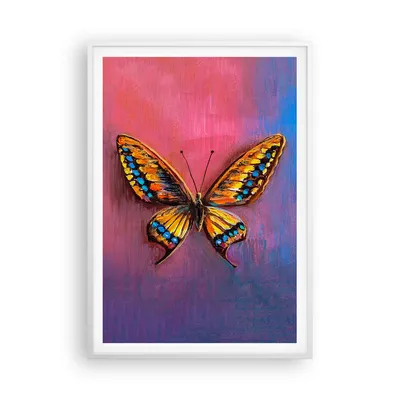 Produktbild von Gerahmtes Poster - Weißer Rahmen - Schmetterling bunt gemalt - 70x100 cm - Wand Bild - Wanddeko - Wandbilder - Kunstposter - Wandposter - Bilderrahmen - Bilder - Kunstdruck - P2WPA70x100-5012