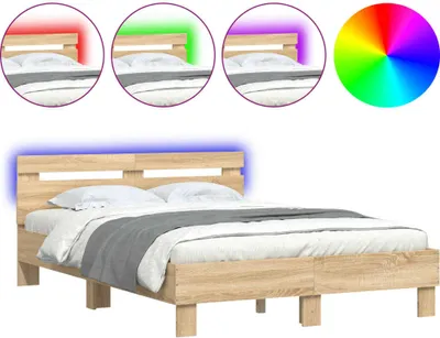 Obrázek produktu pro vidaXL Rám postele s čelem a LED osvětlením Dub Sonoma 120x200cm