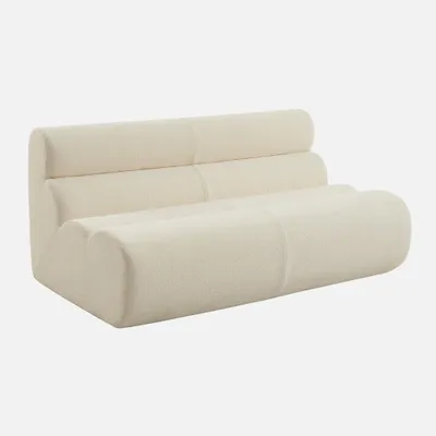 Produktbild von sweeek - 2-Sitzer Sessel mit strukturiertem Bouclé-Bezug - Weiß