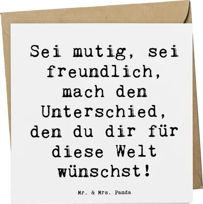 Produktbild von Mr. & Mrs. Panda Grußkarte Spruch Freundlichkeiten verbreiten - Weiß - Geschenk, faltkarte, Mitgefühl, Freundlichkeit, Vertrauem, inspirierende Zitate, Zuversicht, Trost