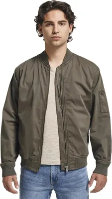 Produktbild von THE PEOPLE REP. Herren Bomberjacke mit Reißverschluß und Rib-Bündchen an Kragen, Ärmeln und Saum, Militarygrün, Gr. S