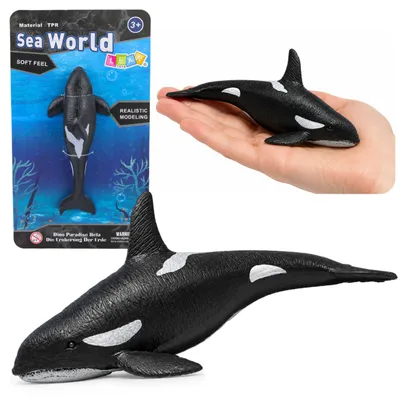 Produktbild von Fisch-Gummi-Killerwal-Figur, dehnbar, realistisches Meeressäugetier, 17,5 cm