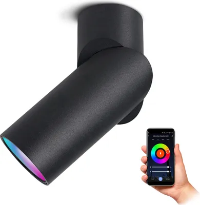 Produktbild von SSC-LUXon TOBI-L Aufbauleuchte schwenkbar inkl. GU10 RGB CCT LED 230V - Smart Spot Strahler Wifi kompatibel mit Alexa, Siri & Google