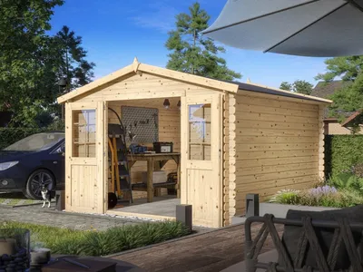 Produktbild von Gartenhaus Blockbohlenhaus CA2875 Houston 28 mm naturbelassen