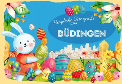 Produktbild von vianmo Holzschild 20x30 cm Ostergrüße BÜDINGEN Ostern
