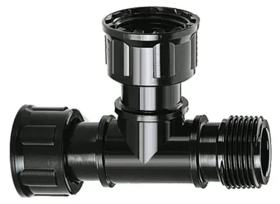 Image de Raccord en T Claber 90808 : 1" filetage femelle x 1" filetage femelle x 1" filetage mâle, pour électrovannes d'arrosage