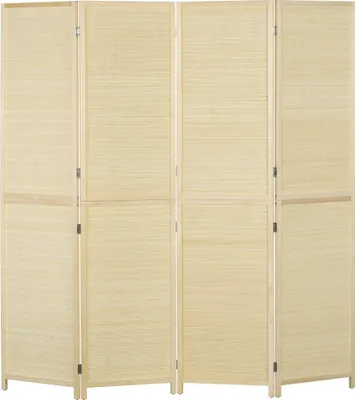 Produktbild von Paravent 4-teilig 180 x 180 cm Faltbar Raumteiler Trennwand aus Bambus für Wohnzimmer Natur