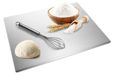 Immagine prodotto di Omgoods - Tagliere in acciaio inossidabile, 40 x 30 cm, con bordo a forma di L