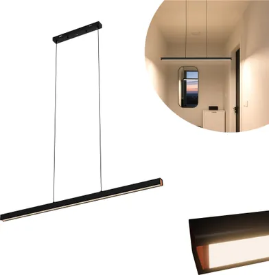Image de UISEBRT 120cm LED Lampe suspendue 48W blanc chaud, hauteur réglable, design linéaire, lampe suspendue pour salon, salle à manger, cuisine, bureau