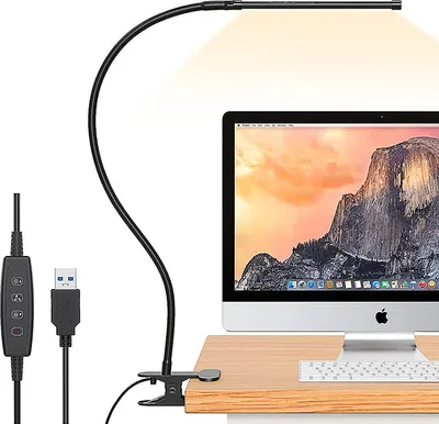Produktbild von 10 Watt LED -Tischlampe, mit einer Clip -To -Clay -Klemme, Leselicht, Stufe 10 Helligkeit, 3 Beleuchtungsmodus, flexible Lerntischlampe USB