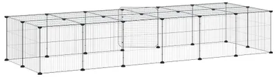 Image de vidaXL Cage pour animaux domestiques 28 pièces avec porte Noir 35x35 cm Acier