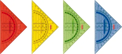 Produktbild von Geometrie-Dreieck 16cm mit Griff farbig sortiert Packung mit 10 Stück