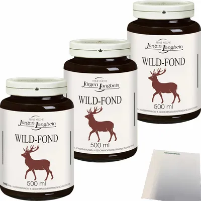 Produktbild von Jürgen Langbein Wild-Fond 3er Pack (3x500ml Glas) + usy Block