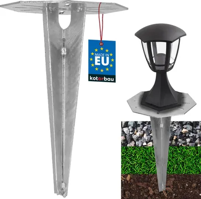 Produktbild von KOTARBAU® Erdspieß Einschlaghülse für Gartenbeleuchtung 190 mm verzinkter Stahl Erdungsspieß Bodenanker Erdanker Einschlagbare Bodenhalterung für Gartenlampen Einschlagbodenhülse Bodenhülse Anker