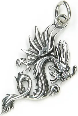 Produktbild von Kettenanhänger Drache Filigran 925 Silber 4cm Oxidiert Amulett Anhänger 7902