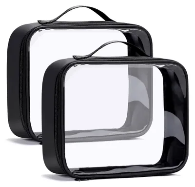 Produktbild von Transparente Kosmetiktasche, 2 Stück, TSA-zugelassen, Kulturbeutel für Reisen, Quartgröße, PVC, für Damen und Herren