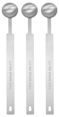 3 Messlöffel 1/2 TL (2,5 ml) aus Edelstahl 430