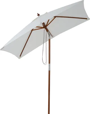 Produktbild von Outsunny Sonnenschirm, Knickbarer Gartenschirm, Strandschirm, 3-stufig einstellbar, Holz+Polyester, Creme, 200 x 150 x 235 cm