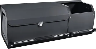 Productafbeelding van Opvouwbare leren kofferbakorganizer voor auto’s, met deksel, stevig handvat en opbergruimte voor SUV, vrachtwagen en sedan (zwart, 92 * 29 * 31cm)