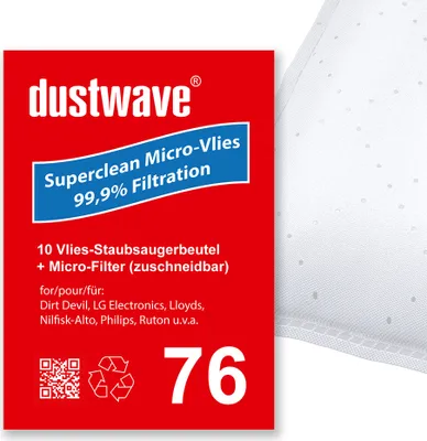 Produktbild von Sparpack - 10 Staubsaugerbeutel passend für Philips - V 377 Vitall Bodenstaubsauger von dustwave® Markenstaubbeutel –  Germany