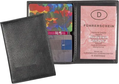 Produktbild von Ausweistasche aus Leder / KFZ Schein Schutzhülle / Farbe: schwarz