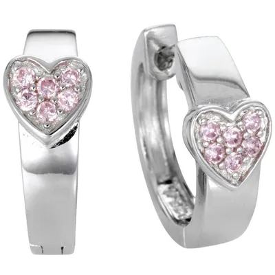 Produktbild von Miamar Damen SCR05 Creolen Herz Silber Zirkonia Rosa