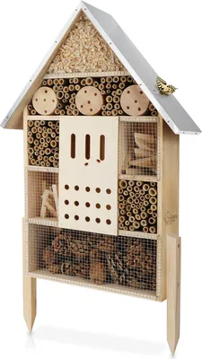 Produktbild von XXL Insektenhotel mit wetterfestem Metalldach aus Kiefernholz