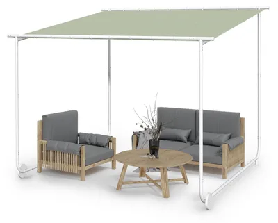 Produktbild von Blumfeldt Pergola, Metall Pavillon mit Polyester Schiebedach und Bodenrollen, Sonnensegel mit Gestell, Mobile Überdachung Freistehend, Sonnenschutz für Garten & Terrasse, Gazebo Wasserdicht & Stabil