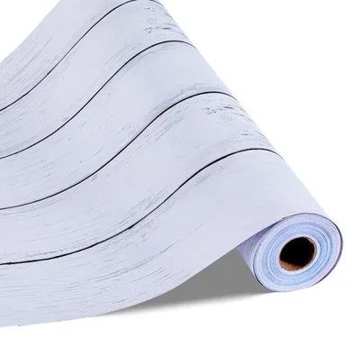 Obrázek produktu pro Samolepicí tapeta 45 cm x 15 m - Tapeta se vzhledem bílého dřeva - Samolepicí fólie na nábytek - Dekorační vinyl do ložnice, kuchyně, kanceláře, koupelny, na stůl - Nálepky na nábytek a fólie na nábytek