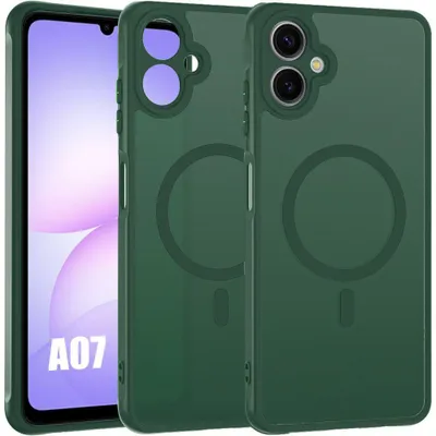 Image de Coque pour Samsung Galaxy A07, avec Anneau Magnétique et Protection Caméra - Translucide Vert Nuit