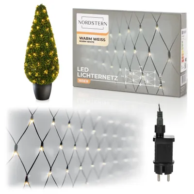 Produktbild von Nordstern LED Lichternetz Warmweiß 160 LEDs - Lichtervorhang Beleuchtung für Innen & Außen 2 x 1 m - Für Weihnachtsbeleuchtung & Sternenhimmel