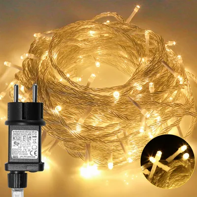 Obrázek produktu pro Světelná girlanda Peviasot, 100 metrů, 400 LED diod, teplá bílá barva, 8 světelných režimů, vhodná pro osvětlení zahrady, balkonu a vánoční dekorace