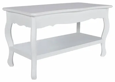 Image de Table basse blanche avec étagère pour salon