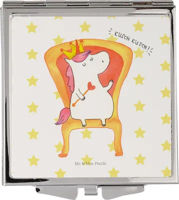 Produktbild von Mr. & Mrs. Panda Schminkspiegel Einhorn Prinzessin - Weiß - Geschenk, Taschenspiegel, klein, klappbar, Unicorn, Geburtstagsgeschenk, Monat, Geburtstag, Mini Spiegel