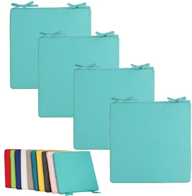 Produktbild von 4x Outdoor Stuhlkissen 40x40cm viele Farben Lounge Kissen Wasserfest Sitzkissen Garten Lotus Effekt, Farbe:Aqua