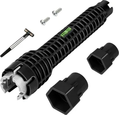 Produktbild von 8 in 1 Gerinneschlüssel, Waschbecken-Wasserhahn, Waschbeckenschlüssel, Sanitär-Werkzeuge, Schraubenschlüssel, multifunktionaler Rohrschlüssel, Reparatur-Sanitär-Schraubenschlüssel, Werkzeug für Waschbecken