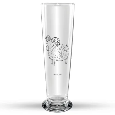Produktbild von Mr. & Mrs. Panda Trinkglas Sternzeichen Widder - Transparent - Geschenk, Bierglas, Glasbierglas, Bock, Geburtstag März, April, Bier Glas, Bierbecher, Glasbecher