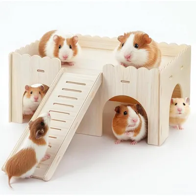 Image de Grande cage pour cobayes avec 4 entrées et une rampe