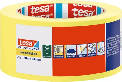 Image de tesa 4334 Crêpe de précision PLUS 50 m × 19 mm jaune