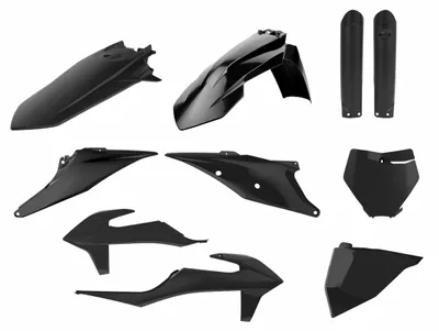 Productafbeelding van Kunststofset voor KTM SX/SX-F modellen van '19-'22, inclusief voorplaat (8666400003) en beschermhoezen voor de vering (83986000)