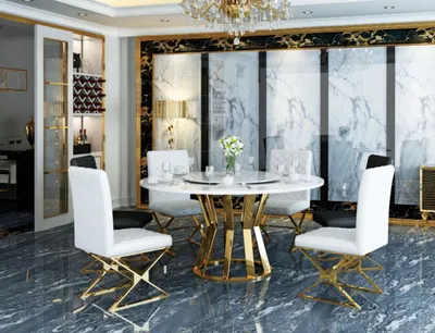Produktbild von Runder Essttisch Tisch 130cm Metall Rund Konferenz Moderne Tische Edelstahl