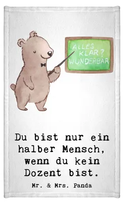 Produktbild von Mr. & Mrs. Panda Mini-Handtuch Dozent Herz - Weiß - Geschenk, badezimmer handtuch, Universität, Gäste-WC, Tutor, Uni, frottierhandtuch, Klein, Professor